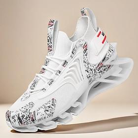 Men's White and Gray Sport Sneakers - High-Performance Shoes with Breathable Design for Running, Outdoor Activities and Everyday Use