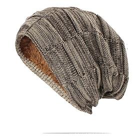 Men's Unisex Beanie Hat Winter Hats Beanies Knit Hat Winter Beanie Black Wine Polyester Knitted Fleece Breathable Cozy Daily Wear Going out Solid / Plain Color