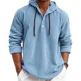 Men's Hoodie Pullover White Hooded Plain Drawstring Casual Daily Sports Outdoor Streetwear Sportswear Casual Fall Winter Clothing Apparel Hoodies Sweatshirts
