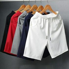 Men's Active Shorts Casual Shorts Pocket Drawstring Elastic Drawstring Design Solid Color Comfort Breathable Short Sports Outdoor Casual Daily Fashion Streetwe