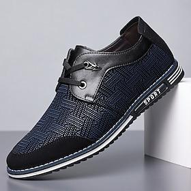 Men's Navy Blue Sporty Sneakers with Patterned Design – Breathable, Flexible, and Stylish for Casual Outings, Travel and Outdoor Activities