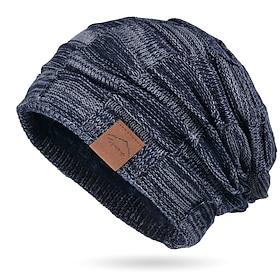 Men's Unisex Beanie Hat Winter Hats Beanies Knit Hat Winter Beanie Black Yellow Polyester Knitted Breathable Cozy Daily Wear Going out Solid / Plain Color Warm