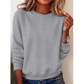 Women's Pullover Sweatshirt Print Graphic Casual Long Sleeve Crew Neck Regular Tops Casual Street Holiday Light Blue Black White Yellow Dark Pink Spring Fall W