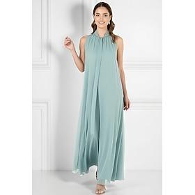 A-Line Floor Length Wedding Guest Dress Formal Dresses Evening Gown Mother of the Bride Dress Sleeveless V Neck Elegant Simple Formal Chiffon with Pleats
