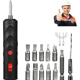 Cordless Electric Screwdriver, Upgrade Cordless Power Screwdriver with Drill Bit Set, Small Tool Kit with 13 Bits, Type-C Charging, Ideal for Furniture, Home R