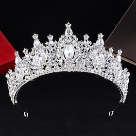 Crown Tiaras Headdress Alloy Wedding Birthday Elegant Cute With Rhinestone Headpiece Headwear