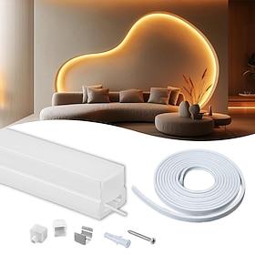Silicone LED Channel System 16.4ft/5m 32.8ft/10m White 14mm 16mm DIY Waterproof Flexible Neon Rope Strip Light Tube for 10mm 12mm LED Strip Lights (Not Includ