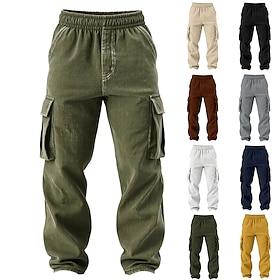 Men's Cargo Pants Cargo Trousers Corduroy Pants Work Pants Elastic Waist Multi Pocket Straight Leg Plain Moisture Wicking Breathable Full Length Sports Outdoor