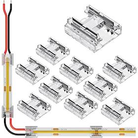 10 Pack 20 Pack 50 Pack 4-in-1 LED Strip Connectors for 8mm 10mm 2-Pin COB/SMD 2835/3528 LED Strips Straight Corner Strip-to-Strip Strip-to-Wire