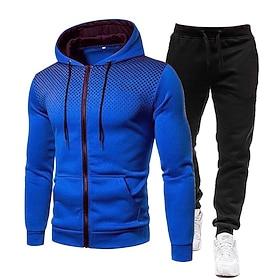 Men's Tracksuit Jogging Suit Drawstring Pocket Polka Dot Jacket and Sweatpants Athletic Clothing Set Spring Fall Dark Grey White Gym Workout Jogging Running So