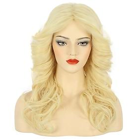 Women 70s Feathered Wig Long Brown Wave Disco Wig Singer Highlight Dyed Vintage Costume for Carnival Festival Party