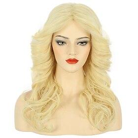 Women 70s Feathered Wig Long Brown Wave Disco Wig Singer Highlight Dyed Vintage Costume for Carnival Festival Party
