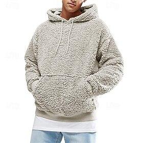 Men's Hoodie Fleece Hoodie Fleece lined Hoodie Black Pink Green Coffee Gray Hooded Plain Patchwork Color Block Kangaroo Pocket Sports  Outdoor Casual Daily Str