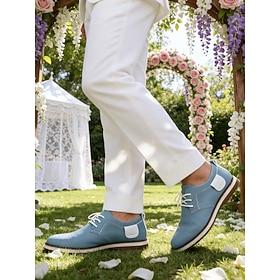 Men's Casual Blue Oxford Shoes – Comfortable Lace-Up Shoes with Soft  Upper, Ideal for Daily Wear, Work and Casual Outings and Weddings