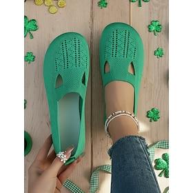Women's Green Knit Slip-On Shoes – Breathable and Comfortable St. Patrick's Day Shoes for Festivals and Everyday Style