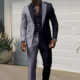 Men's Tuxedos Party Suits Casual Christmas White Red Autumn / Fall Suit Peaked Lapel Ugly Punk Solid Colored Slim Fit 2 Piece Single Breasted One-button