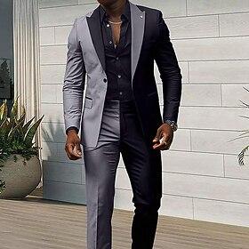 Men's Tuxedos Party Suits Casual Christmas White Red Autumn / Fall Suit Peaked Lapel Ugly Punk Solid Colored Slim Fit 2 Piece Single Breasted One-button