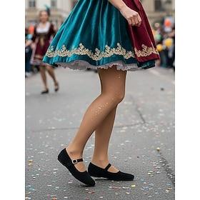 Women's Mardi Gras Mustard Yellow Mary Jane Flats with Square Toe – Retro Style, Comfortable Fit, Perfect for Carnival, Festivals, and Daily Wear