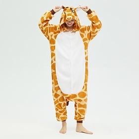 Kigurumi Pajamas Fancy Costume Onesie Costume Animal Giraffe Warm Comfy Hooded Fleece Adults' Men's Women's Halloween Carnival Party Performance Homewear Dress