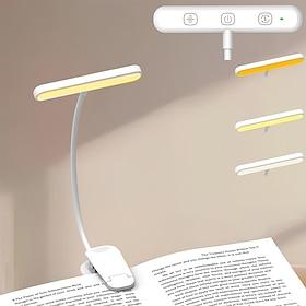 LED Rechargeable Book Light for Reading in Bed with Memory Function Eye Caring Night Light 3 Colors 5 Brightness Flexible Goose Neck Lightweight Clip On Book R