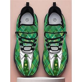Men's St. Patrick's Day Sneakers – Fun Green Shamrock and Argyle Pattern, Lightweight, Ideal for Celebrations and Festive Occasions