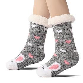 Ultra-Thick Cashmere Slipper Home Socks for Women, Non-Slip Fuzzy Home Socks with Grips, Warm Cozy Christmas Slipper Socks, Soft Inherentinct Winter Socks
