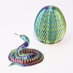 3D Printed Easter Eggs with Snake Inside, Cute Rotary Gear Eggs with 3D Printed Crystal Fidget Snake Animals Inside, Home Office Decor Executive Desk Crystal C