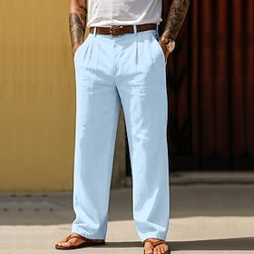 Homme Pantalon en coton et lin Pantalons Pantalon d'été Pantalons Amples Pantalons de Plage Avec Poches Couleur Unie Confort Respirant Quotidien Extérieur Plag