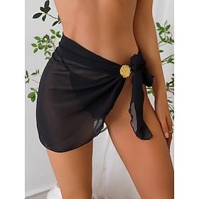 Women's Cover Up Swimsuit Wrap Elegant Vacation Solid Color Sleeveless Bathing Suits