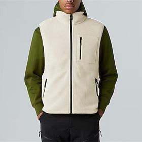 Men's Fleece Vest Vest Casual Outdoor Vacation Daily Wear Fashion Basic Winter Autumn Pocket Polyester Comfortable Plain Zipper Stand Collar Regular Fit Black