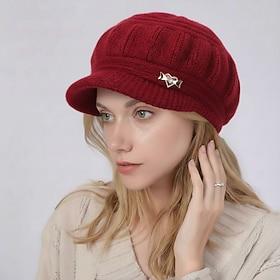 Women's Hat Winter Hats Windproof Warm Daily Outdoor Street Knit Pure Color