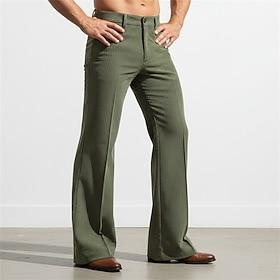 Men's Trousers Dress Pants Corduroy Pants Bell Bottom Flared Pants Pocket Plain Comfort Full Length Daily Business Holiday Vacation Fashion White Brown Inelast