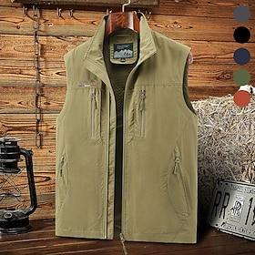 Men's Hiking Vest Winter Autumn / Fall Outdoor Comfortable Vest Hunting Fishing Climbing Black Army Green Red Khaki Dark Blue