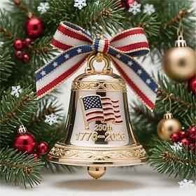 United States 250th Anniversary Bell Ornament - Handmade 3D Metal Enamel Crafted Commemorative Hanging Decor for Patriotic Christmas Tree, Collectors Gift, Out