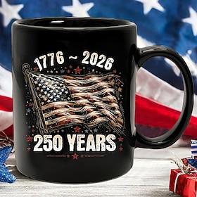 United States 250th Anniversary Mug Patriotic Gift, Semiquincentennial Ceramic Coffee Mug, 1776-2026, Independence Day 4th of July Gift for Men Women, Microwav
