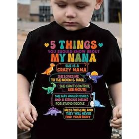 100% Cotton Kids Boys' Black Graphic Dinosaur T shirt Blouse Crew Neck Short Sleeve Outdoor Dailywear Fashion Streetwear Designer Printing Spring