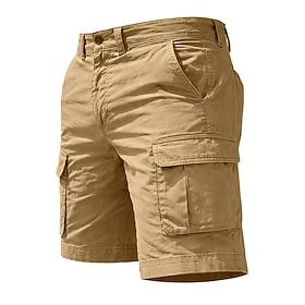 Men's Tactical Cargo Cargo Shorts Shorts Casual Shorts Pocket Plain Above Knee Casual Outdoor Streetwear Fashion Streetwear Black Khaki Inelastic