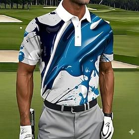 Men's Golf Splash Ink Sports Polo Shirts Short Sleeve Polo Shirts Collared Shirts Casual Athleisure Buttons Spring  Summer Blue Yellow Purple