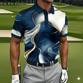 Men's Marble Golf Sports Polo Shirts Short Sleeve Polo Shirts Collared Shirts Casual Athleisure Buttons Spring  Summer Blue Purple Green