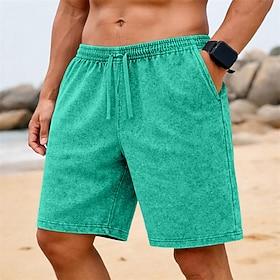 Men's Shorts Summer Shorts Casual Shorts Acid Wash Shorts Pocket Elastic Waist Washed Comfort Breathable Above Knee Casual Outdoor Beach Vacation Fashion Black