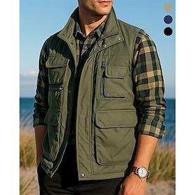 Men's Fishing Vest Hiking Vest Spring Autumn / Fall Outdoor Lightweight Breathable Vest Hunting Fishing Climbing Black Army Green Navy Blue Khaki