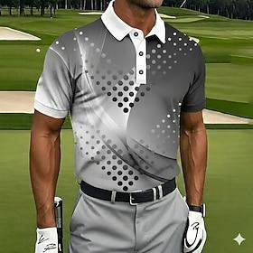 Men's Geometic Golf Sports Polo Shirts Polo Shirts Collared Shirts Casual Athleisure Buttons Summer Spring Blue Black Purple