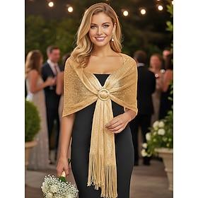 Women's Polyester Scarf,Includes Acrylic Buttons, Available in Multiple Colors, Perfect for Weddings and Evening Events