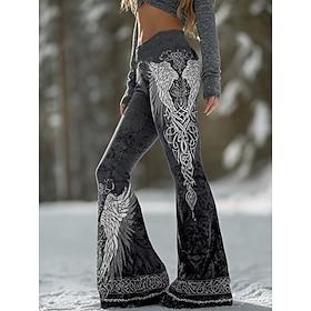 Women's VIKING Flared Pants Leggings Flare Leggings Vacation Vintage Ethnic Style Full Length High Waist Graphic Abstract 3D Print Comfort Quick Dry Breathabil