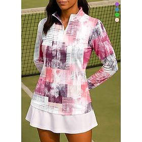 Women's Geometric Gradient Shirt Sport Shirt Golf Polo Shirt Tennis Shirt Long Sleeve Zipper Floral UPF50 UV Resistant High Elasticity Moisture Wicking Breatha