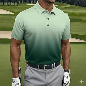 Men's Gradient Golf Sports Polo Shirts Short Sleeve Polo Shirts Collared Shirts Casual Athleisure Buttons Spring  Summer Purple Green Gray