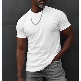 Men's Tee 100% Cotton T Shirt Short Sleeve Crew Neck Summer Spring Solid Color Knitwear Vacation Vintage Basic Plain Casual Home Outdoor Camel Black Pink Top T