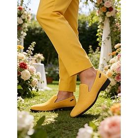 Men's Yellow Casual Slip-On Shoes – Trendy Footwear for Spring Weddings and Outdoor Events