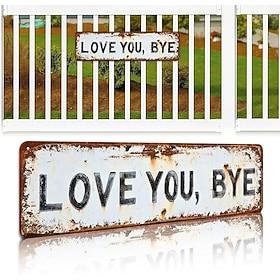 Love You, Bye – Vintage Metal Wall Sign, Love You Bye Metal Signs, Retro Greenery Style Metal Wall Plaque Decor, Hallway Door Decor, Farmhouse Style Wall Art