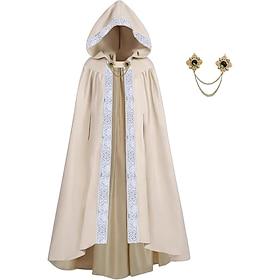 Retro Vintage Medieval Renaissance Cape Cloak Hooded Cloak Vampire Fancy Dress Unisex Celtic Fantasy Halloween Carnival Performance LARP Adults Cloak All Seaso